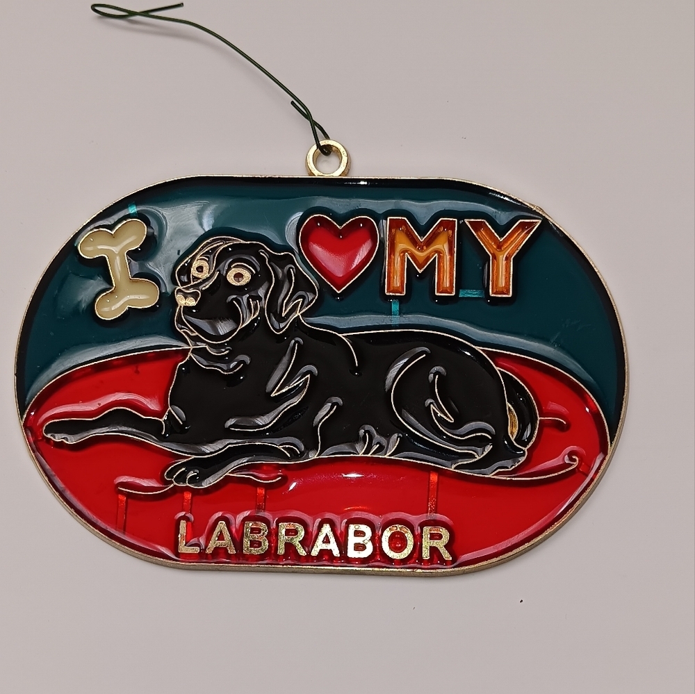 Sun Catcher Love My Labrador Stain Glass Style 5" X 31/4"